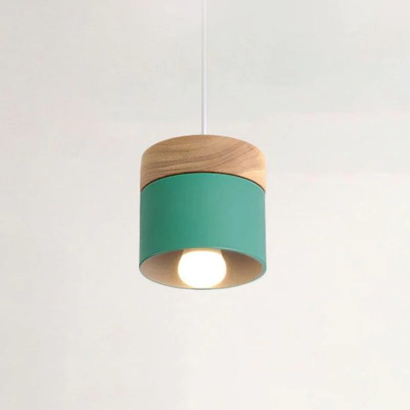 Valentina Modern Can Shape Metal/Wood Pendant Light