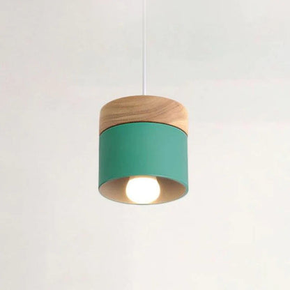 Valentina Modern Can Shape Metal/Wood Pendant Light