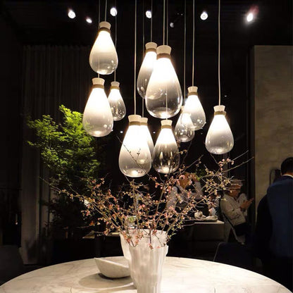 Valentina Lampe à suspension minimaliste en verre en forme de larme, gris fumé/blanc