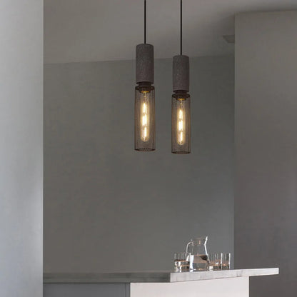 Xenith Industrial Cylindrical Pendant Light, Cement/Metal