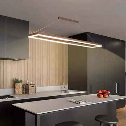Gloen Modern Rectangular Hanging Pendant Light, Gold/Coffee