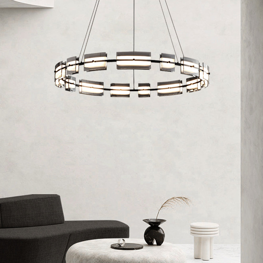 Arisha Minimalist Ring Metal Pendant Light,Black/Gold