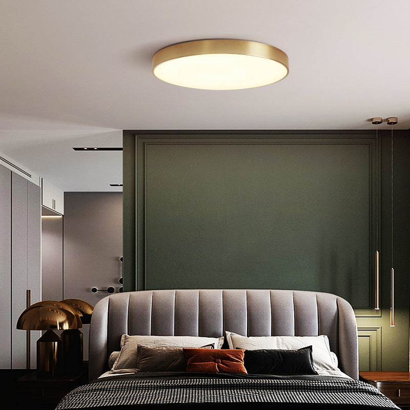 Plafonnier rond Arisha Nordic LED doré, métal et