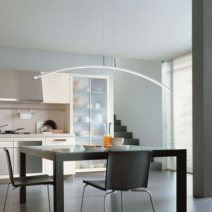 Arisha Curved Linear Pendant Light for Dining Room, Black/White