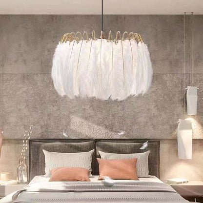 O'Moore Lampe à suspension élégante en forme de plume, noir/blanc, chambre/salon