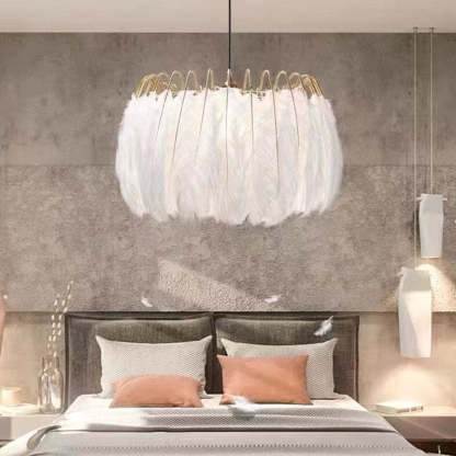 O'Moore Lampe à suspension élégante en forme de plume, noir/blanc, chambre/salon