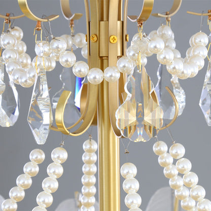 Kristy Elegant Pearl/Glass/Metal Chandelier, White