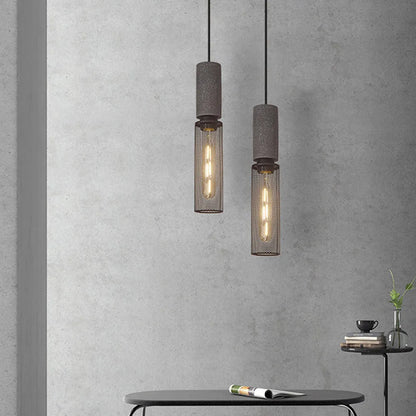 Xenith Industrial Cylindrical Pendant Light, Cement/Metal