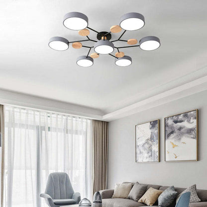Arisha Ceiling Light, Wood Round for Living Room