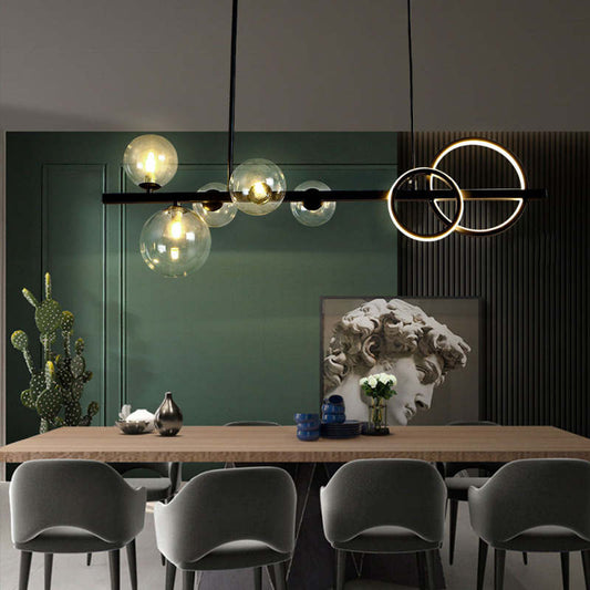 Arisha Pendelleuchte Bubble Circle Modern Schwarz/Gold, Schlafzimmer