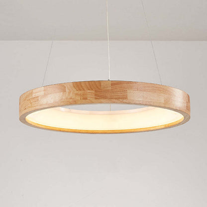 Muto Modern Ring Wood Pendant Light