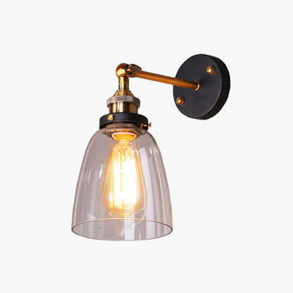 Arisha Retro Vintage Wall Mounted Lamp, Metal & Glass