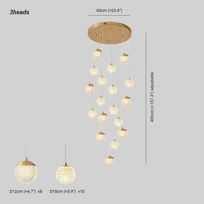 Arisha Multi Staircase Modern Art Deco Pendant Light, Gold