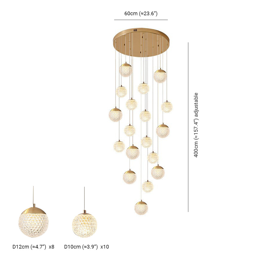 Arisha Multi Staircase Modern Art Deco Pendant Light, Gold