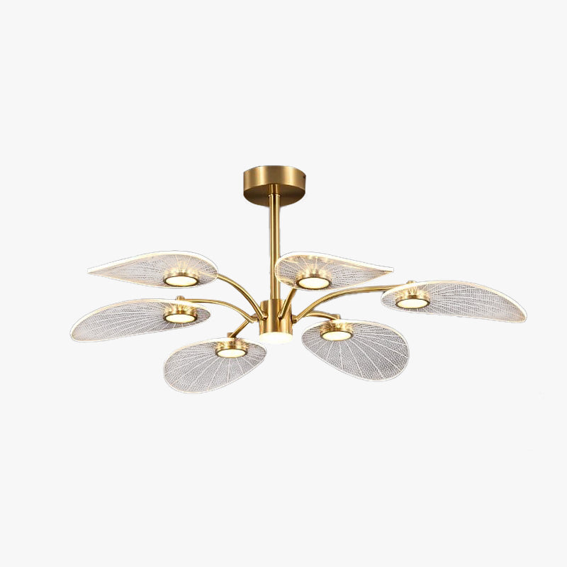 Arisha Art Deco Leaf Metal/ Chandelier, Gold