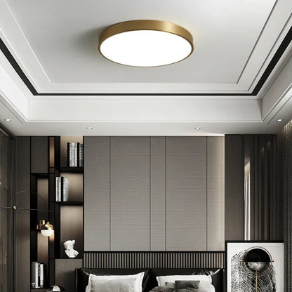 Plafonnier rond Arisha Nordic LED doré, métal et