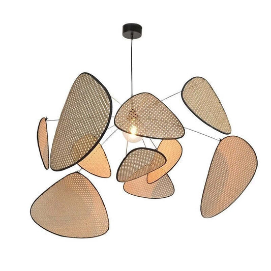 Ritta Hanglamp Leaf Grid, rotan/metaal, slaapkamer