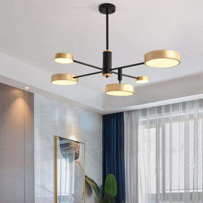Arisha Pendelleuchte LED, Metall & Holz, Grau/Weiß/Gold
