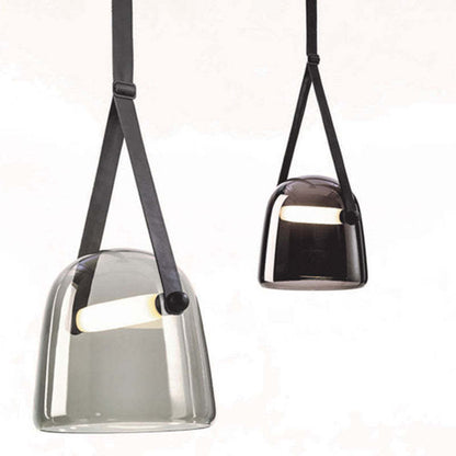 Valentina Modern Nordic Leather/Glass Pendant Light, Grey/White