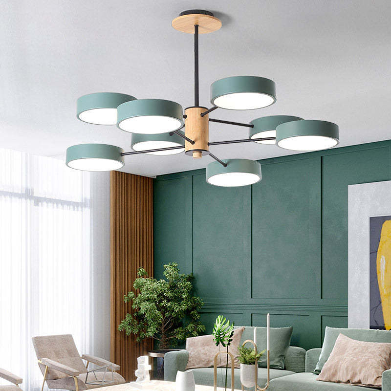 Arisha Art Deco Pendant Light, White/Green/Grey,Metal/Wood