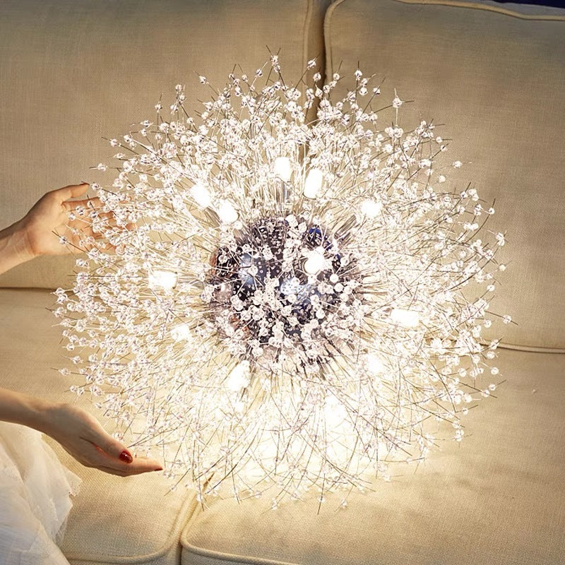 Arisha Lampe à suspension élégante et minimaliste de luxe en forme de pissenlit, doré/chrome