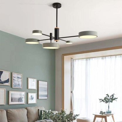 Arisha Pendelleuchte LED, Metall & Holz, Grau/Weiß/Gold