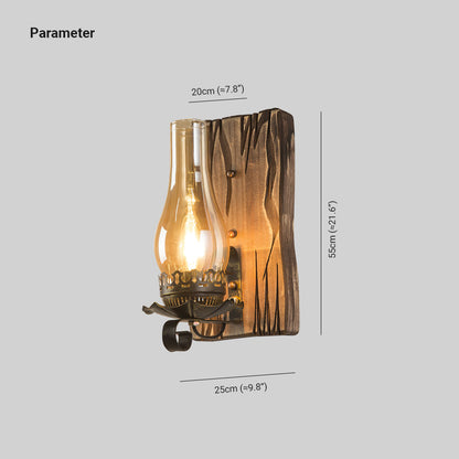 Epoch Wall Lamp Vintage Candle Wooden Glass, Bedroom