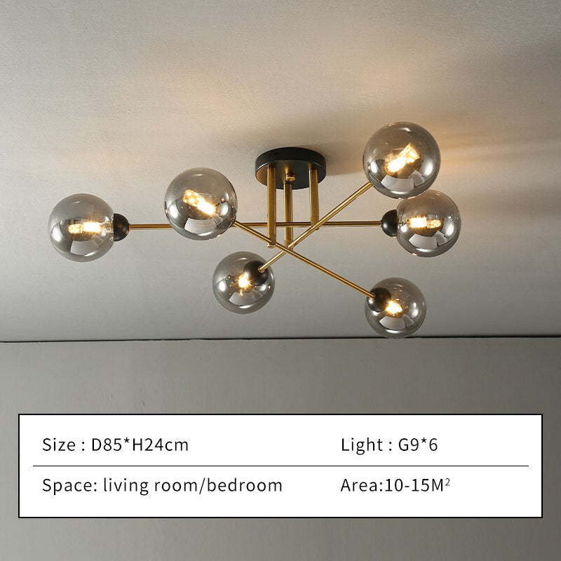 Valentina Lustre globe industriel en verre LED, 6 styles