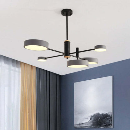 Arisha Pendelleuchte LED, Metall & Holz, Grau/Weiß/Gold