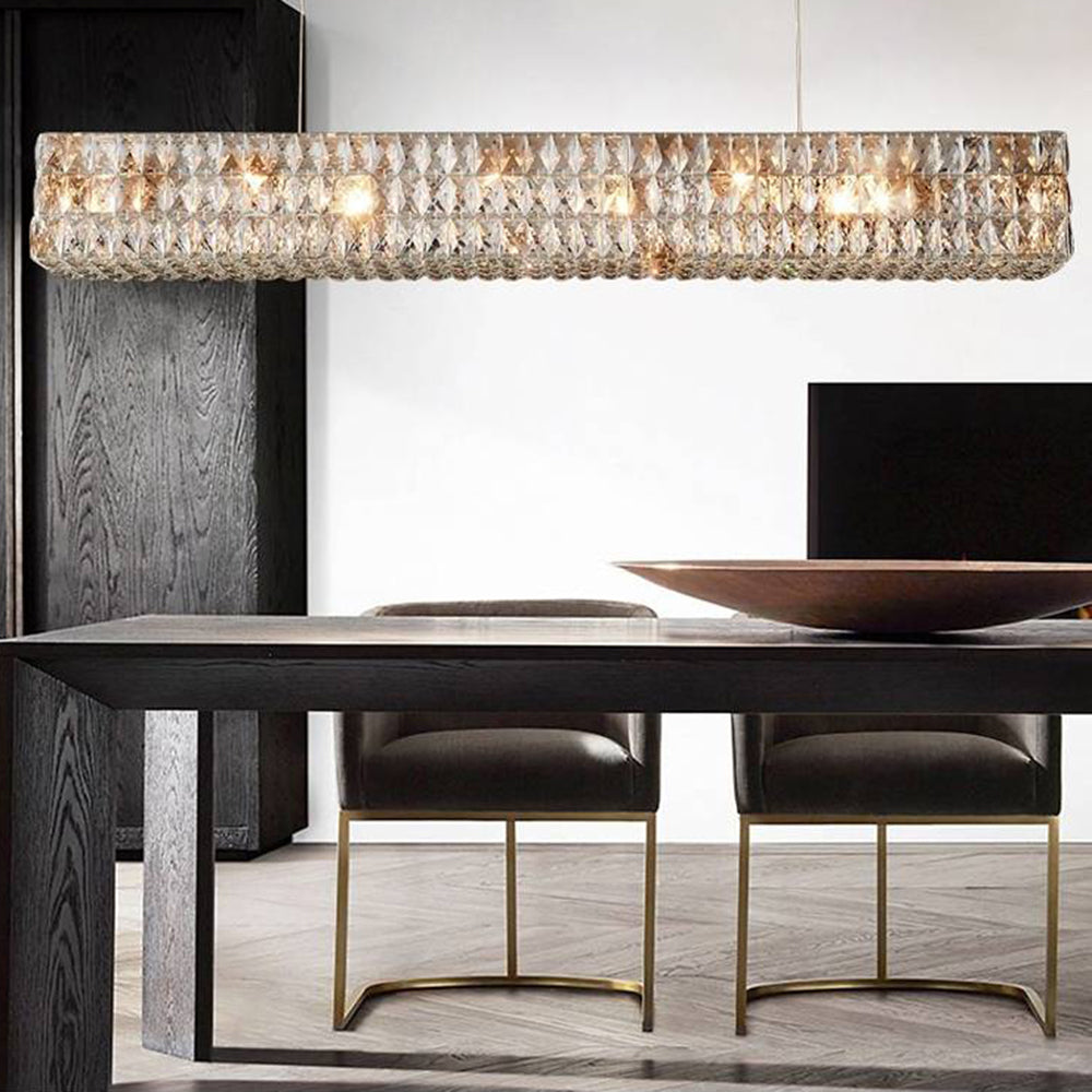 Lustre rectangulaire de luxe en cristal Kristy, 2 couleurs