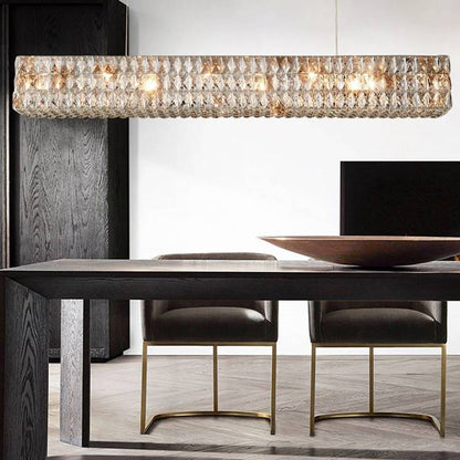 Lustre rectangulaire de luxe en cristal Kristy, 2 couleurs