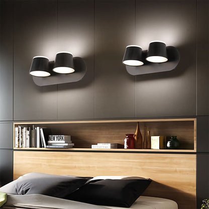 Arisha Moderne zylindrische Wandleuchte aus Metall mit Spiegelfront, Schwarz