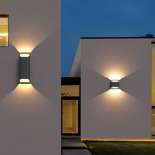 Ray Moderne Solar-Up-Down-Außenwandleuchte aus Metall, Schwarz