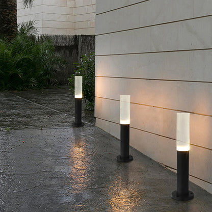 Lampe de chemin d'extérieur cylindrique en métal Ray, noir