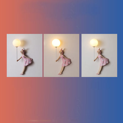 Arisha Modern Balloon/Girl Shape Pink Wall Lamp
