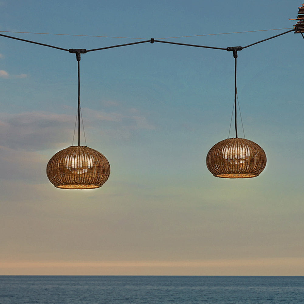 Ray Retro Lantern Gold Pendelleuchte, Bambus/