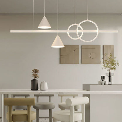 Arisha moderne lineare Metall-Pendelleuchte im geometrischen Stil, weiß/schwarz