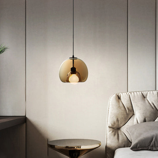 June Globe Glass Pendant Light, Amber/Smoky Grey