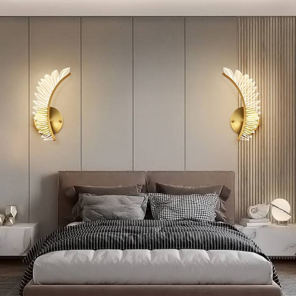 Applique murale moderne en plumes dorées Kristy, 3 styles