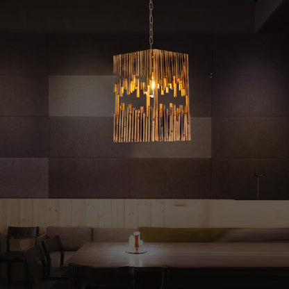 Epoch Retro Rectangular Metal/Wood Pendant Light