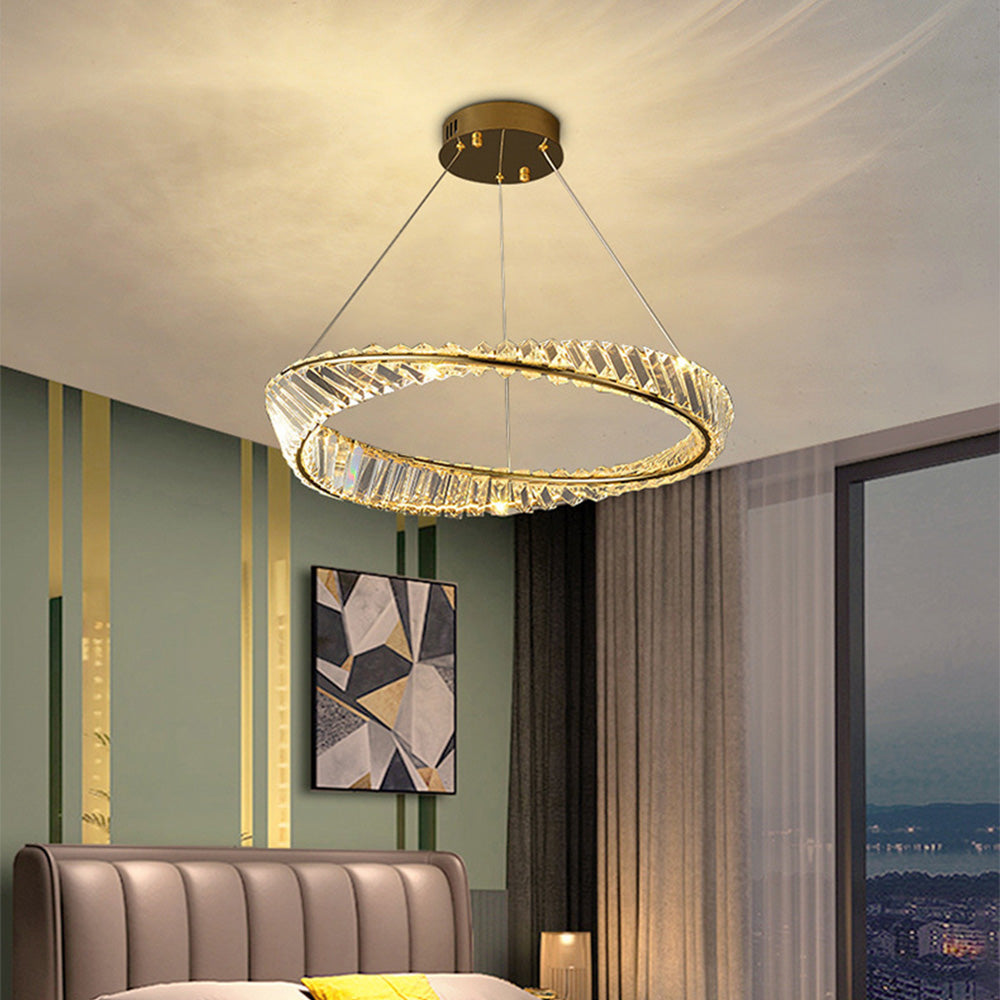 Kristy Lustre rond moderne de luxe en verre doré