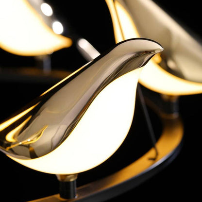 Arisha moderne Vogel-Pendelleuchte, Gold und Schwarz, 2 Stile
