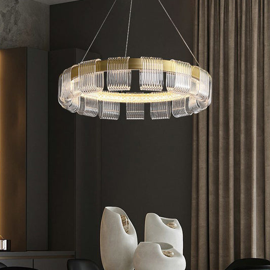 Lampada a sospensione ad anello moderno Arisha, bianco/oro