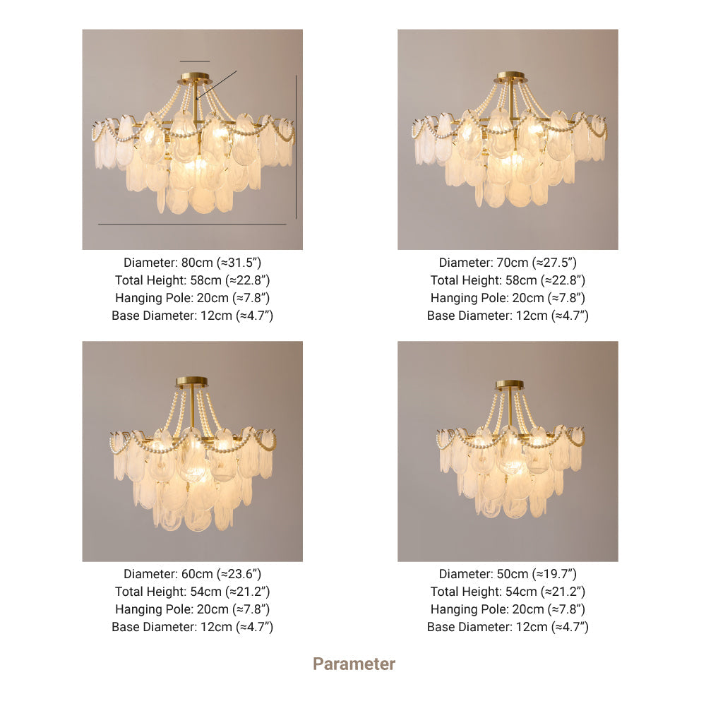 Lustre Kristy Élégant perle/verre/métal, blanc