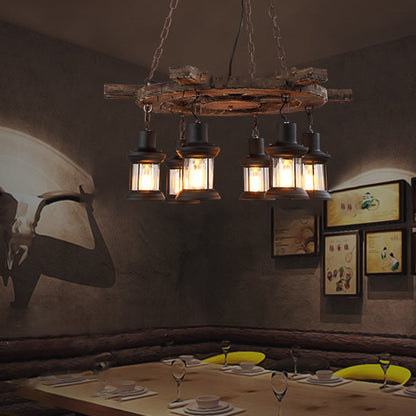 Epoch Retro Rudder Metal & Wood Pendant Light, 6 Heads