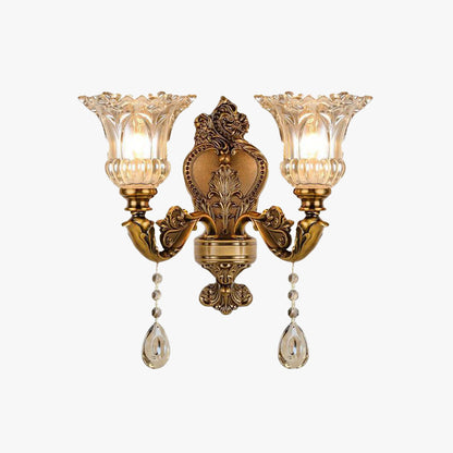 Ramiq Vintage Flor Metal/Glass Wall lamp, Gold