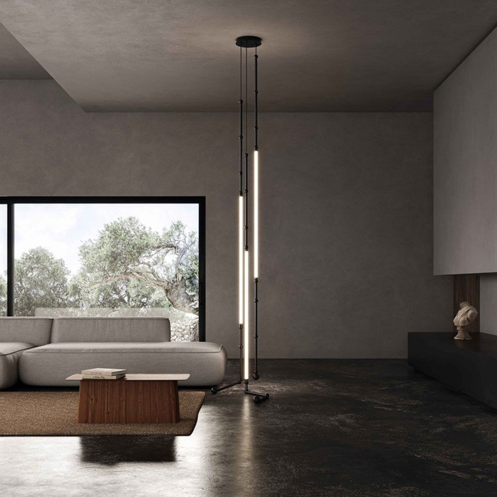 Arisha Modern Linear Metal/Silicone Pendant Light, Black