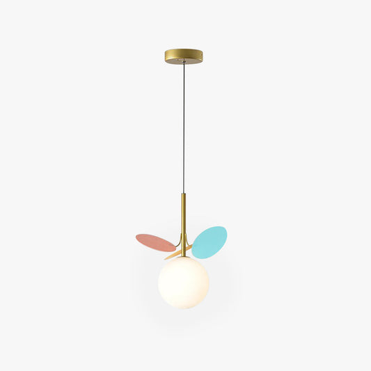Arisha Art Deco Globe hanglamp, meerkleurig/wit, metaal/glas