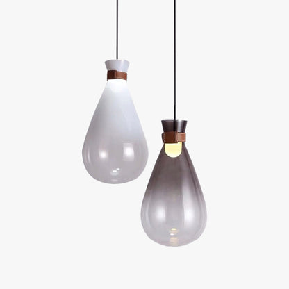 Valentina Lampe à suspension minimaliste en verre en forme de larme, gris fumé/blanc