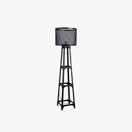 Alessio Modern Cylinder Mesh Screen Metal Floor Lamp, Black